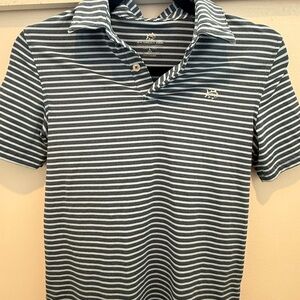 Boy’s Striped Polo Shirt - Navy and Light Blue Stripe
